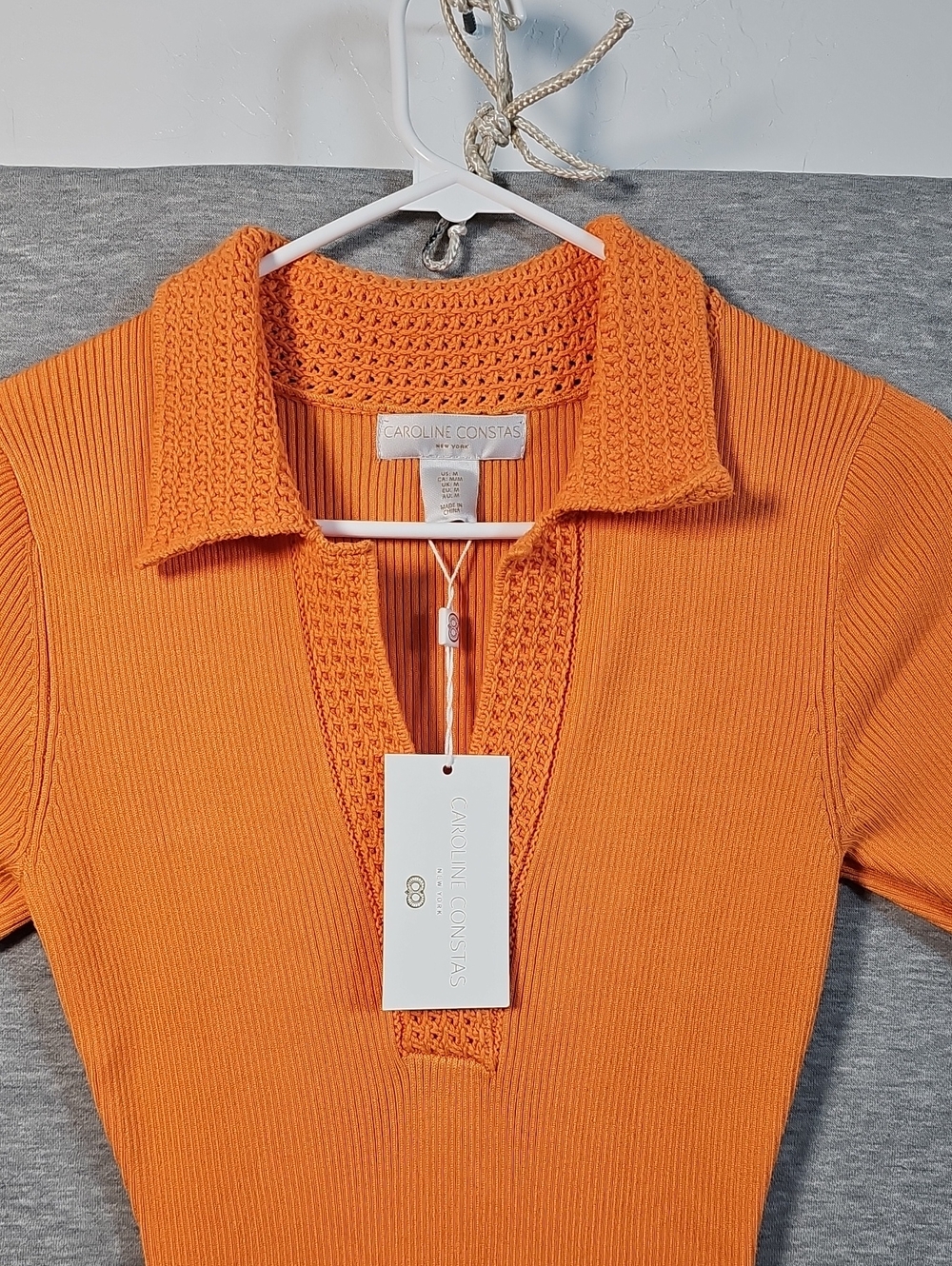 Caroline Constas Vibrant Orange Polo V-Neck Dress